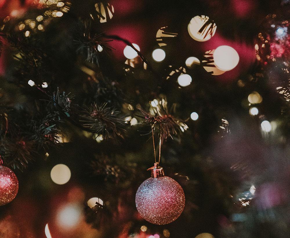 Christmas ornaments on tree